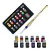SIPLIV Glas Dip Pen Tinte Set Kristall Spirale Muster Kalligraphie-Set mit 12 bunten Farben für Kunst Schreiben Unterschriften Desktop-Dekoration - Gelbe Pinsel und Malutensilien